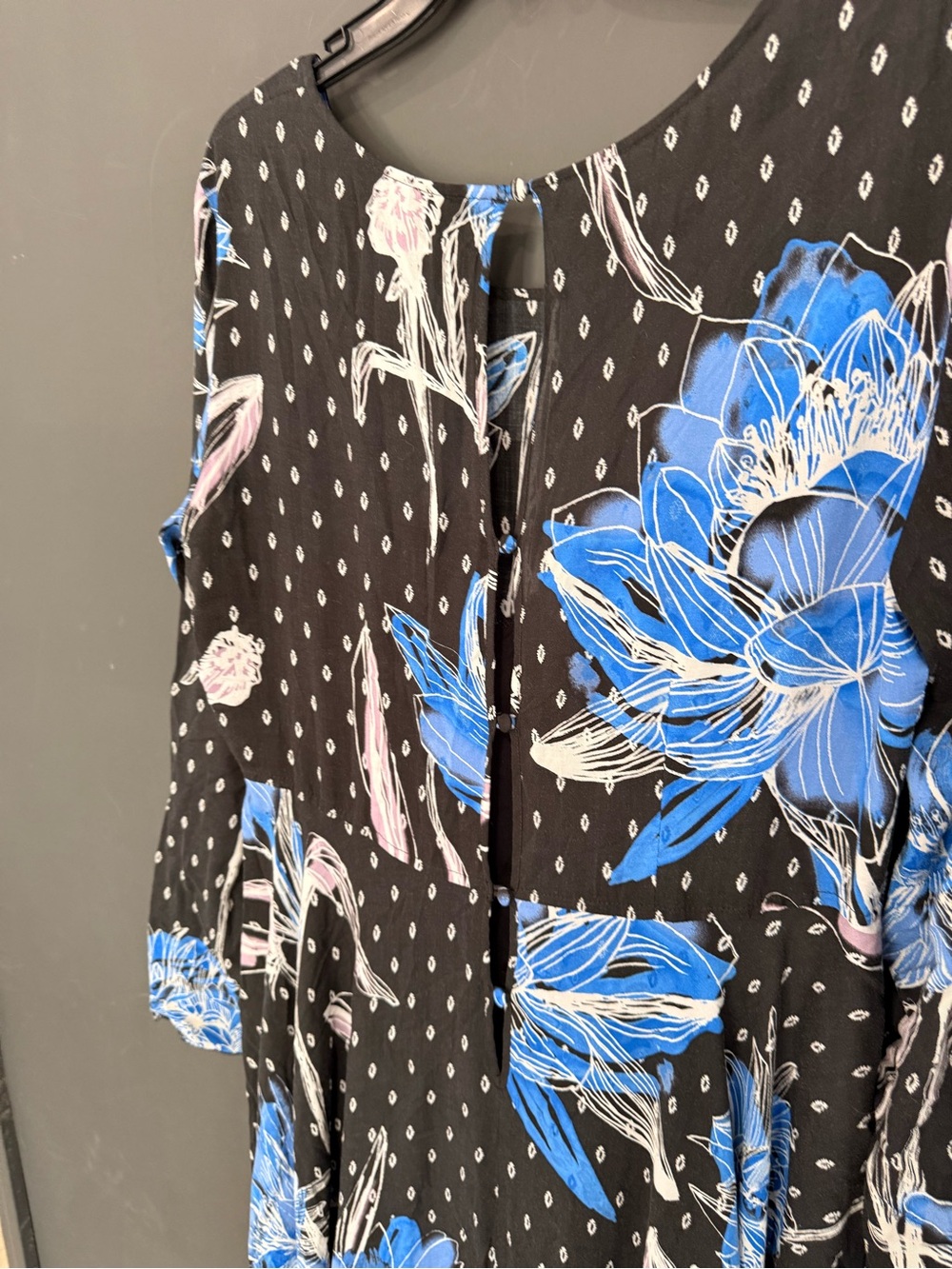 Free People Black Maxi Dress with Blue & Pink Floral Print - Picture 5 of 6